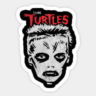 I Like Turtles Zombie Skull Face Sticker